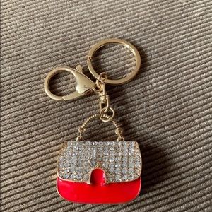 Red purse keychain with clip
